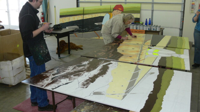 Mural making Eugene Habitat ReStore